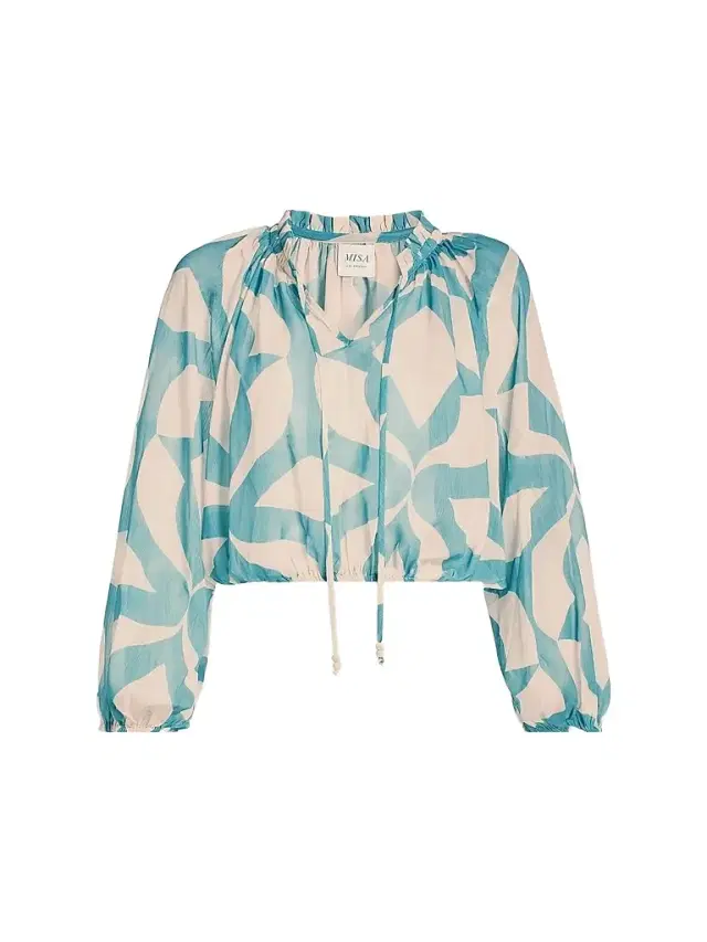 MISA Los Angeles Women's Alene Printed Bubble-Hem Top - Mosaic Sky
