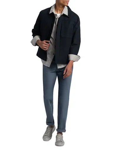 Vince Men's Pleated Cotton-Linen Trucker Jacket - Coastal | Thumbnail 2