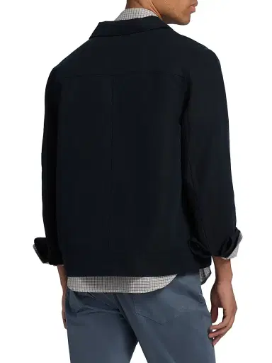 Vince Men's Pleated Cotton-Linen Trucker Jacket - Coastal | Thumbnail 5