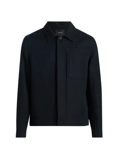 Vince Men's Pleated Cotton-Linen Trucker Jacket - Coastal | Thumbnail 1