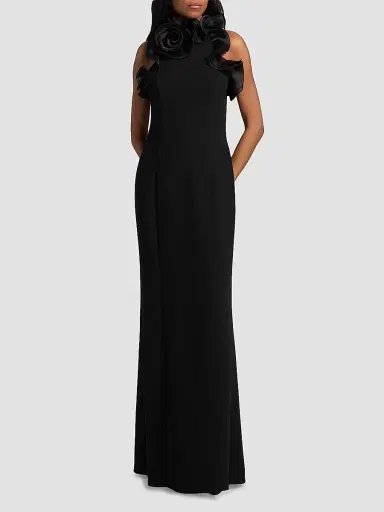 Teri Jon by Rickie Freeman Women's Rosette Ruffled Gown - Black - Size 18 | Thumbnail 2