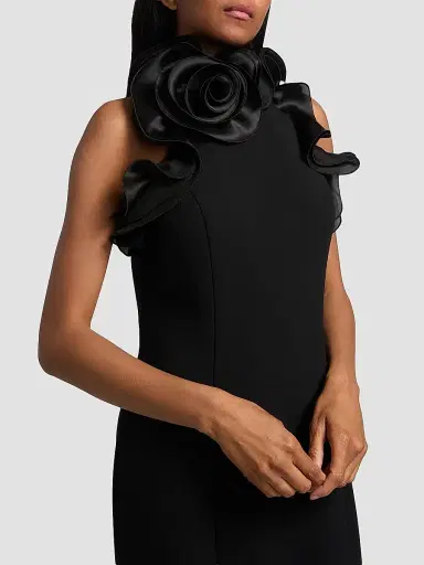 Teri Jon by Rickie Freeman Women's Rosette Ruffled Gown - Black - Size 18 | Thumbnail 6
