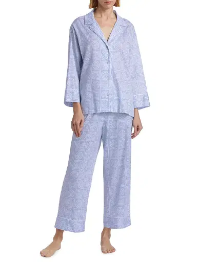 Natori Women's Infinity Cotton Sateen Pajama Set - Powder Blue - Size XL | Thumbnail 2