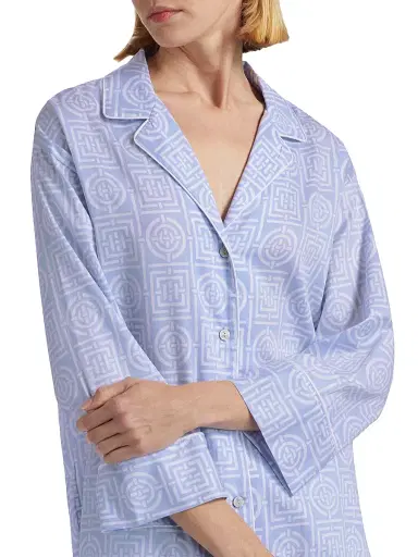 Natori Women's Infinity Cotton Sateen Pajama Set - Powder Blue - Size XL | Thumbnail 6