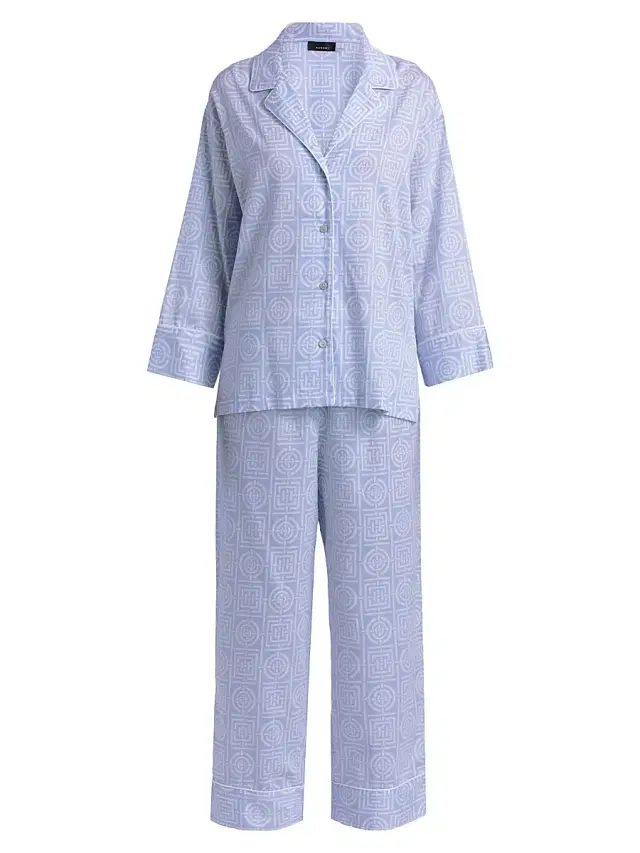 Natori Women's Infinity Cotton Sateen Pajama Set - Powder Blue - Size XL