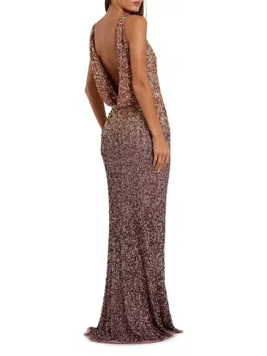 Mac Duggal Women's Ombré Sequin Mesh Open-Back Gown - Gold Amethyst - Size 10 | Thumbnail 2 Mac Duggal Women's Ombré Sequin Mesh Open-Back Gown - Gold Amethyst - Size 10 | Thumbnail 2