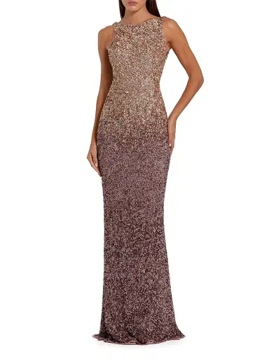 Mac Duggal Women's Ombré Sequin Mesh Open-Back Gown - Gold Amethyst - Size 10 | Thumbnail 1 Mac Duggal Women's Ombré Sequin Mesh Open-Back Gown - Gold Amethyst - Size 10 | Thumbnail 1