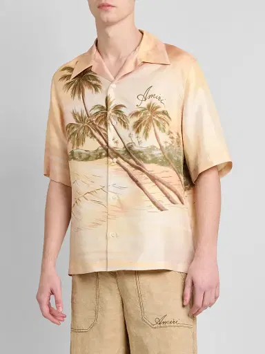 AMIRI Men's Palms Printed Silk Camp Shirt | Thumbnail 4