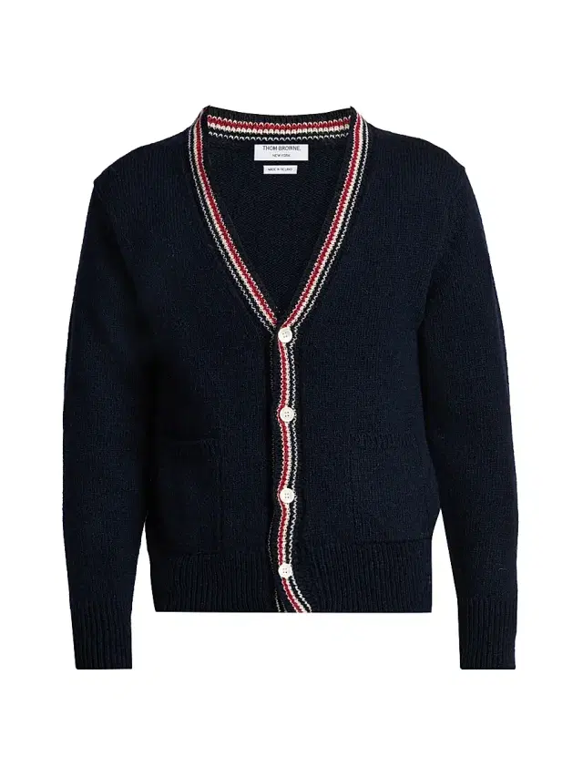 Thom Browne Men's Donegal RWB Stripe Wool-Mohair Cardigan - Navy