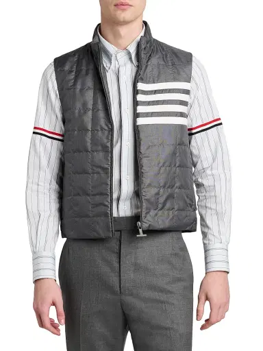 Thom Browne Men's 4-Bar Shiny Ripstop Liner Vest | Thumbnail 3 Thom Browne Men's 4-Bar Shiny Ripstop Liner Vest | Thumbnail 3