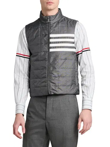 Thom Browne Men's 4-Bar Shiny Ripstop Liner Vest | Thumbnail 4 Thom Browne Men's 4-Bar Shiny Ripstop Liner Vest | Thumbnail 4