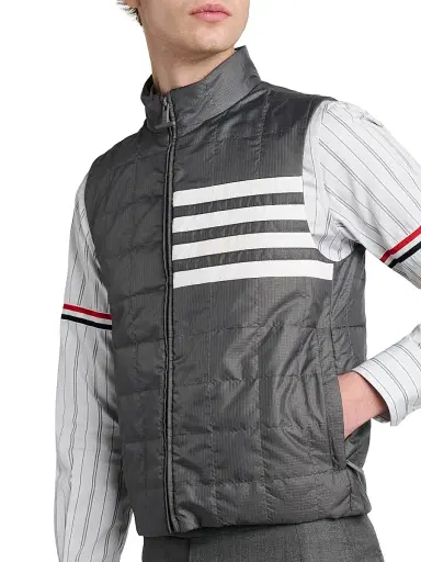 Thom Browne Men's 4-Bar Shiny Ripstop Liner Vest | Thumbnail 6 Thom Browne Men's 4-Bar Shiny Ripstop Liner Vest | Thumbnail 6