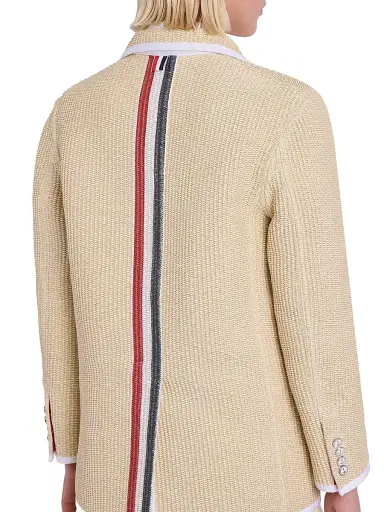 Thom Browne Women's Straw Piping Soft Shoulder Sport Coat - Muslin - Size 4 | Thumbnail 6 Thom Browne Women's Straw Piping Soft Shoulder Sport Coat - Muslin - Size 4 | Thumbnail 6