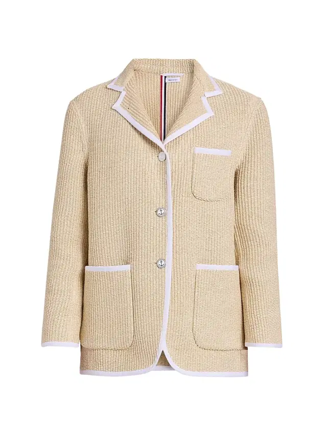 Thom Browne Women's Straw Piping Soft Shoulder Sport Coat - Muslin