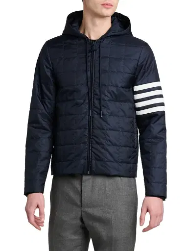 Thom Browne Men's Lightweight Ripstop Liner Hooded Jacket | Thumbnail 4 Thom Browne Men's Lightweight Ripstop Liner Hooded Jacket | Thumbnail 4