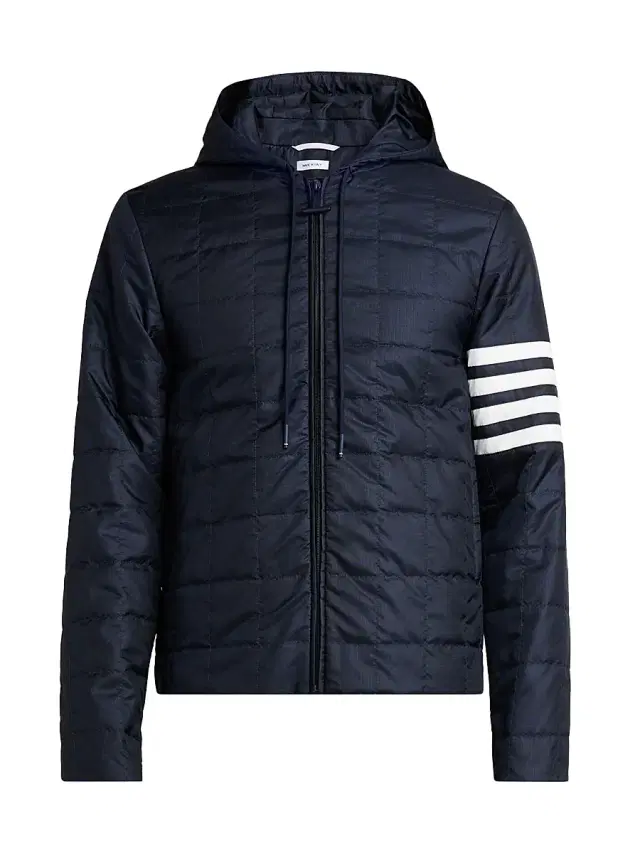 Thom Browne Men's Lightweight Ripstop Liner Hooded Jacket - Navy