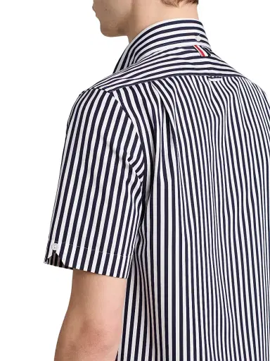 Thom Browne Men's Sailboat-Embroidered Uni Wide Striped Poplin Shirt - Navy - Size XXL | Thumbnail 6 Thom Browne Men's Sailboat-Embroidered Uni Wide Striped Poplin Shirt - Navy - Size XXL | Thumbnail 6