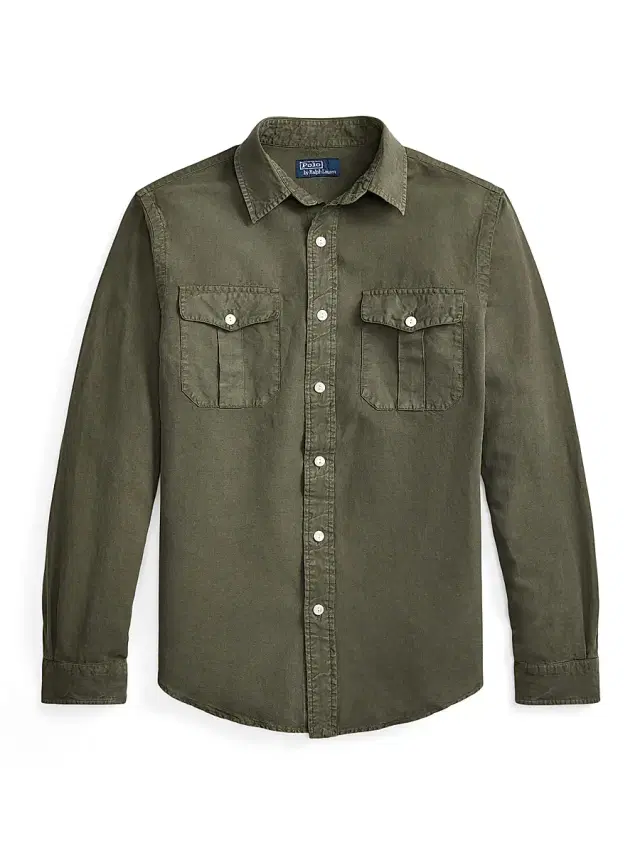 Polo Ralph Lauren Men's Linen-Silk Canvas Utility Shirt - Olive