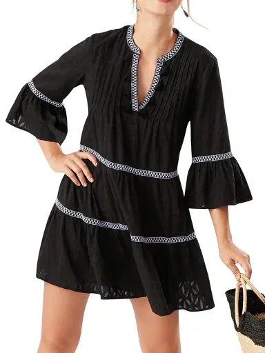 Tommy Bahama Women's Embroidered Tassel Cotton Tunic Dress | Thumbnail 2