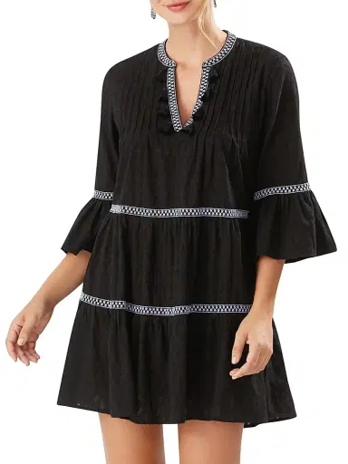 Tommy Bahama Women's Embroidered Tassel Cotton Tunic Dress | Thumbnail 1