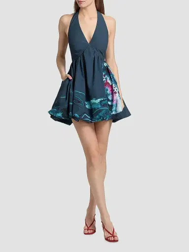 AMUR Women's Renesmee Printed Halterneck Mini Dress - Jellyfish Drift | Thumbnail 2