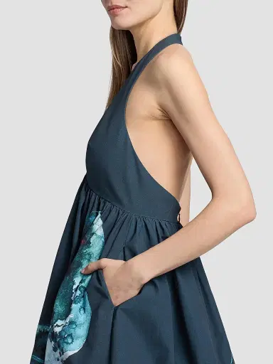 AMUR Women's Renesmee Printed Halterneck Mini Dress - Jellyfish Drift | Thumbnail 6