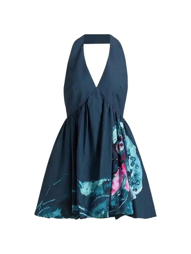 AMUR Women's Renesmee Printed Halterneck Mini Dress - Jellyfish Drift