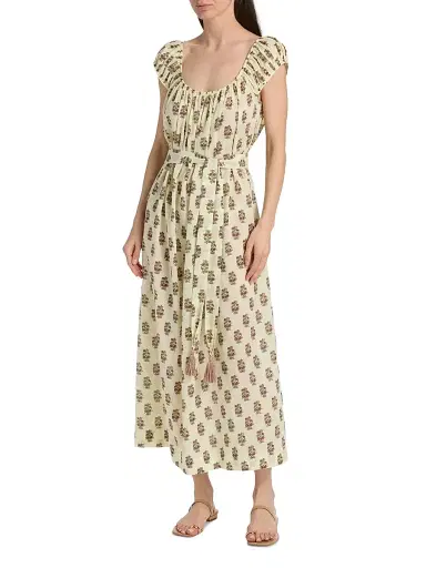 DÔEN Women's Meadowlark Floral Cotton Midi Dress | Thumbnail 3