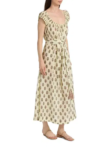 DÔEN Women's Meadowlark Floral Cotton Midi Dress | Thumbnail 4