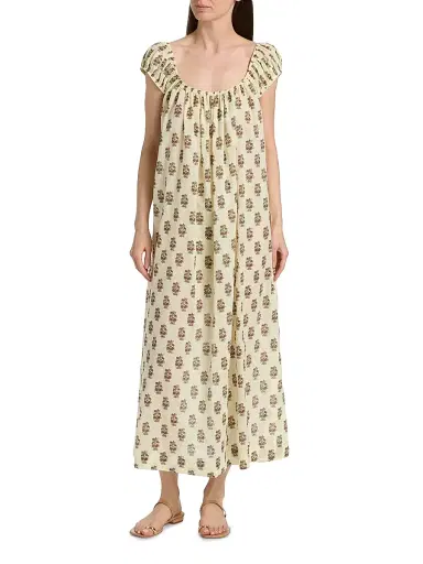 DÔEN Women's Meadowlark Floral Cotton Midi Dress | Thumbnail 6