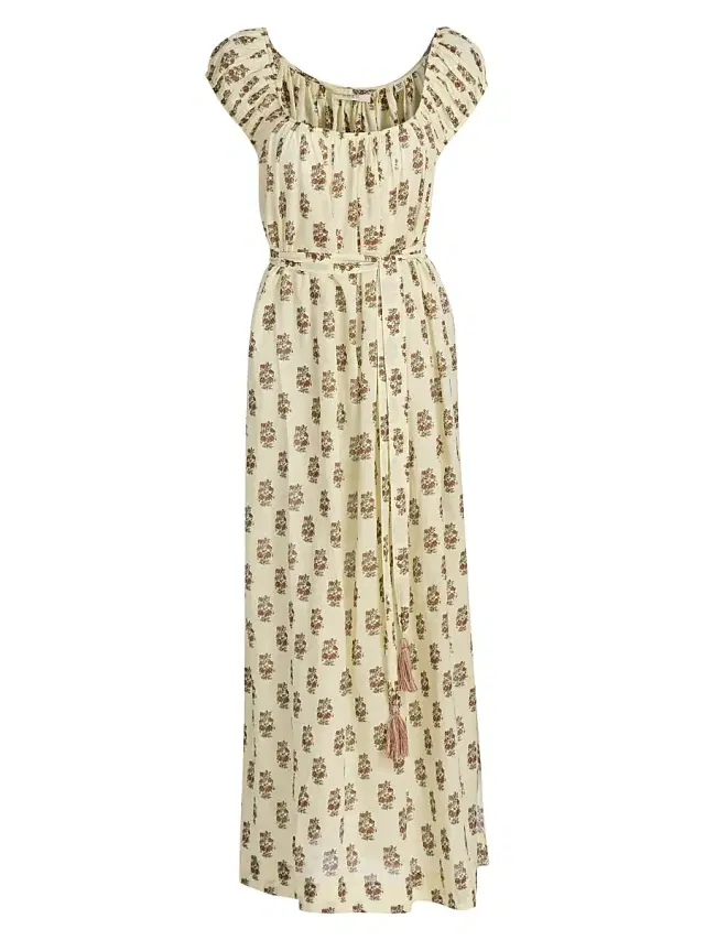 DÔEN Women's Meadowlark Floral Cotton Midi Dress - Dandelion Grove