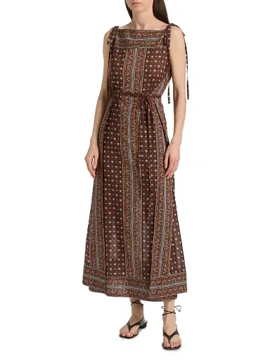DÔEN Women's Amarante Shell-Print Cotton Maxi Dress - Terre Foulard De La Mer | Thumbnail 2 DÔEN Women's Amarante Shell-Print Cotton Maxi Dress - Terre Foulard De La Mer | Thumbnail 2
