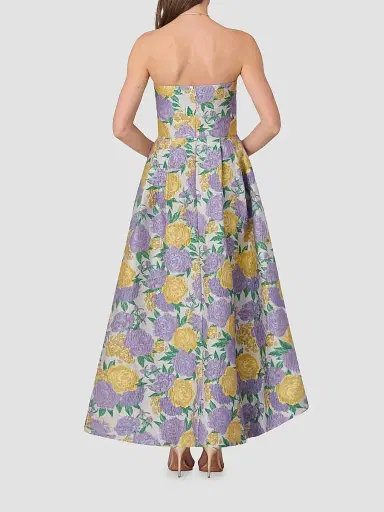 Shoshanna Women's Carlisle Pleated Floral Jacquard Strapless Maxi Dress - Lavender Multi | Thumbnail 3 Shoshanna Women's Carlisle Pleated Floral Jacquard Strapless Maxi Dress - Lavender Multi | Thumbnail 3
