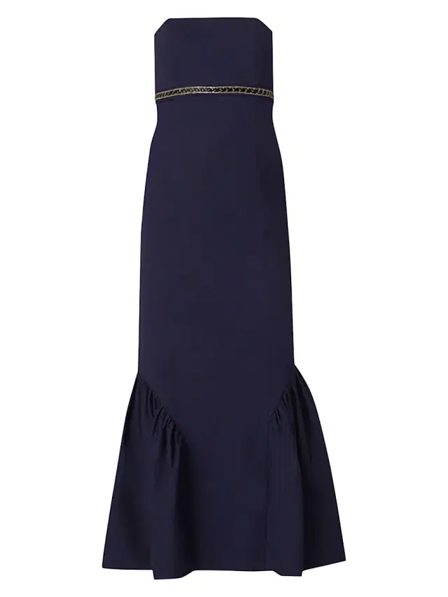 Shoshanna Women's Ashton Cotton Faille Mermaid Midi Dress - Navy