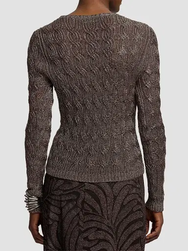 Ralph Lauren Collection Women's Metallic Cable-Knit Sweater - Antique Bronze - Size XL | Thumbnail 3 Ralph Lauren Collection Women's Metallic Cable-Knit Sweater - Antique Bronze - Size XL | Thumbnail 3