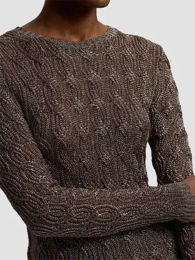 Ralph Lauren Collection Women's Metallic Cable-Knit Sweater - Antique Bronze - Size XL | Thumbnail 4 Ralph Lauren Collection Women's Metallic Cable-Knit Sweater - Antique Bronze - Size XL | Thumbnail 4