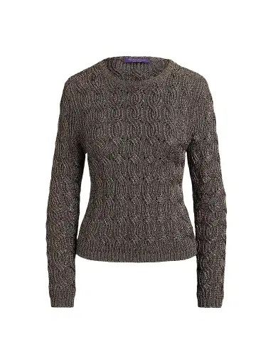 Ralph Lauren Collection Women's Metallic Cable-Knit Sweater - Antique Bronze - Size XL | Thumbnail 1 Ralph Lauren Collection Women's Metallic Cable-Knit Sweater - Antique Bronze - Size XL | Thumbnail 1