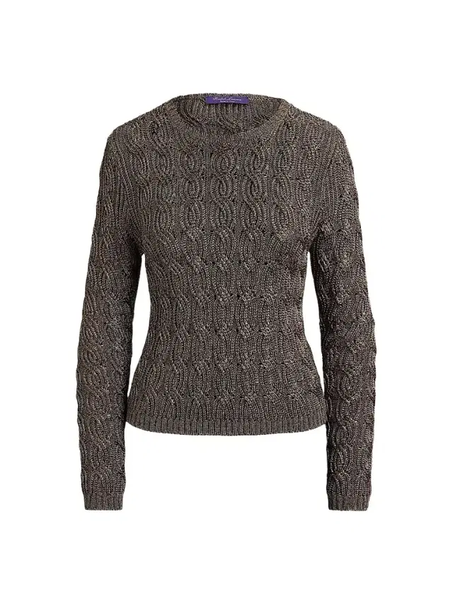 Ralph Lauren Collection Women's Metallic Cable-Knit Sweater - Antique Bronze