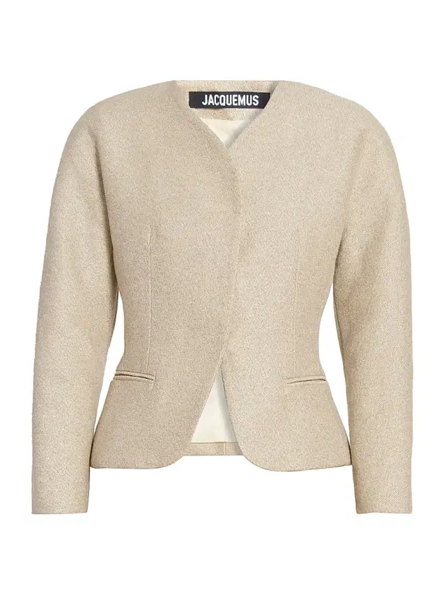 Jacquemus Women's La Ovalo Petite Cotton-Linen Blazer - Off White