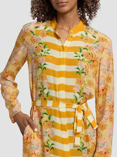 Saloni Women's Molly-D Silk Belted Midi Shirtdress - Windflower Stripe Placement - Size 12 | Thumbnail 6 Saloni Women's Molly-D Silk Belted Midi Shirtdress - Windflower Stripe Placement - Size 12 | Thumbnail 6