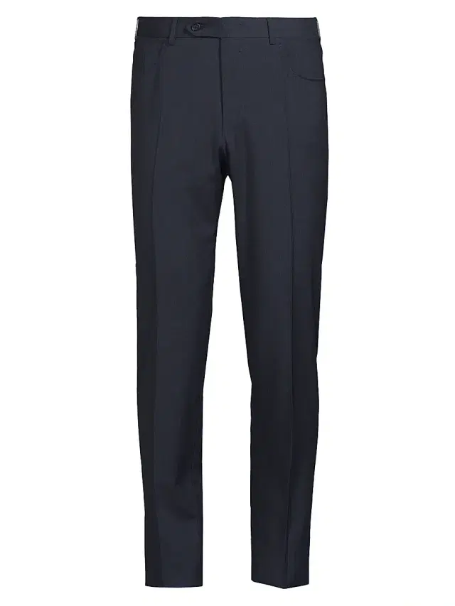 Canali Men's Classic Solid Dress Trousers - Navy