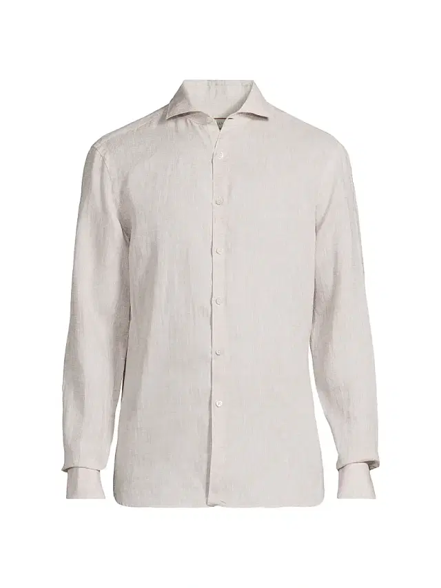 Canali Men's Linen Sport Shirt - Light Tan