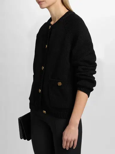 TOTEME Women's Hammered Button Cotton Cardigan | Thumbnail 4 TOTEME Women's Hammered Button Cotton Cardigan | Thumbnail 4