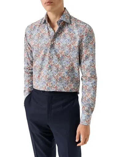 Eton Men's Slim-Fit Floral Twill Shirt - Red | Thumbnail 3