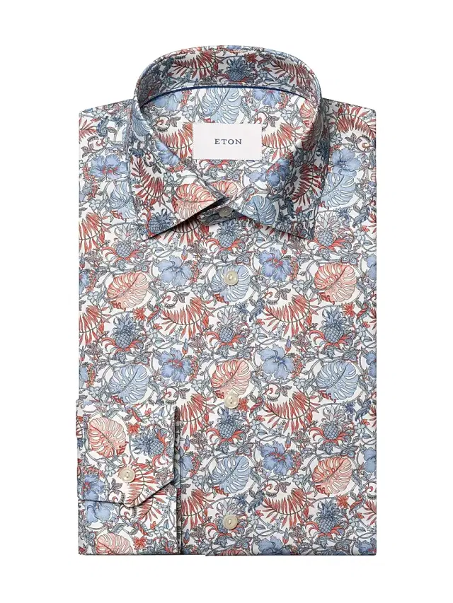 Eton Men's Slim-Fit Floral Twill Shirt - Red