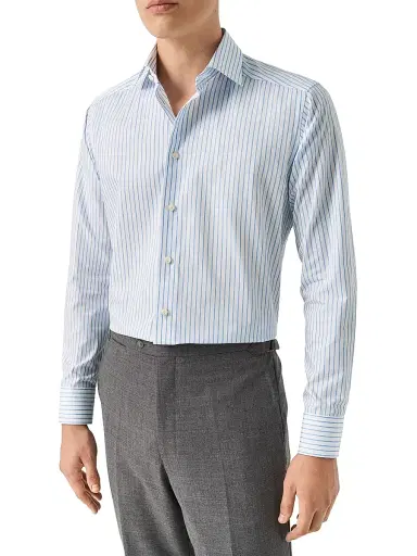Eton Men's Striped Cotton Contemporary-Fit Shirt - Mid Blue | Thumbnail 3