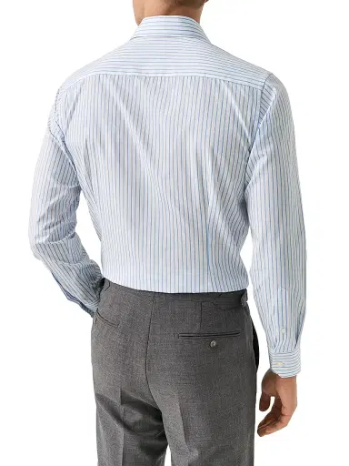 Eton Men's Striped Cotton Contemporary-Fit Shirt - Mid Blue | Thumbnail 4