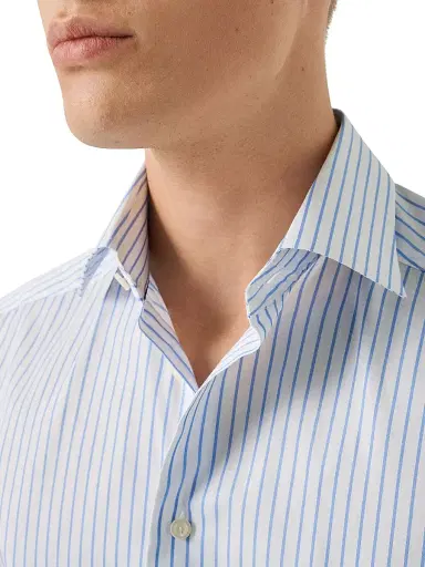 Eton Men's Striped Cotton Contemporary-Fit Shirt - Mid Blue | Thumbnail 5