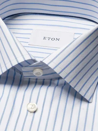 Eton Men's Striped Cotton Contemporary-Fit Shirt - Mid Blue | Thumbnail 7