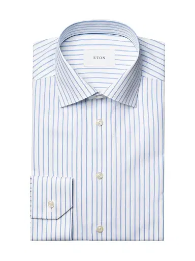 Eton Men's Striped Cotton Contemporary-Fit Shirt - Mid Blue | Thumbnail 1